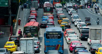 aerial photo of vehicles in the city