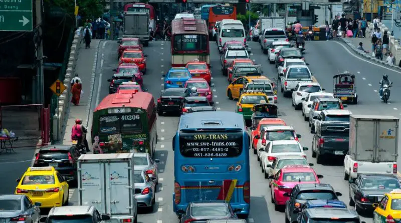 aerial photo of vehicles in the city