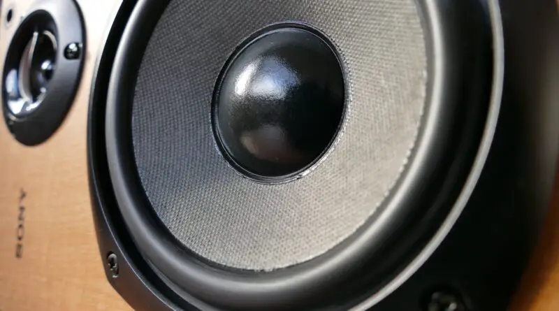 closed up photography of brown wooden framed sony speaker