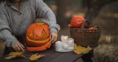 pumpkin on brown wooden table