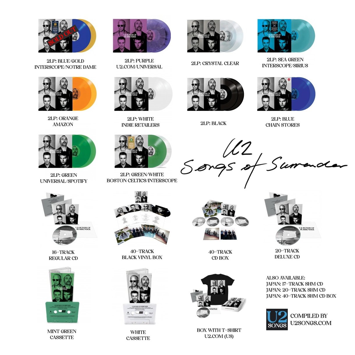 U2's Songs of Surrender comes out on March 17. How many variations of