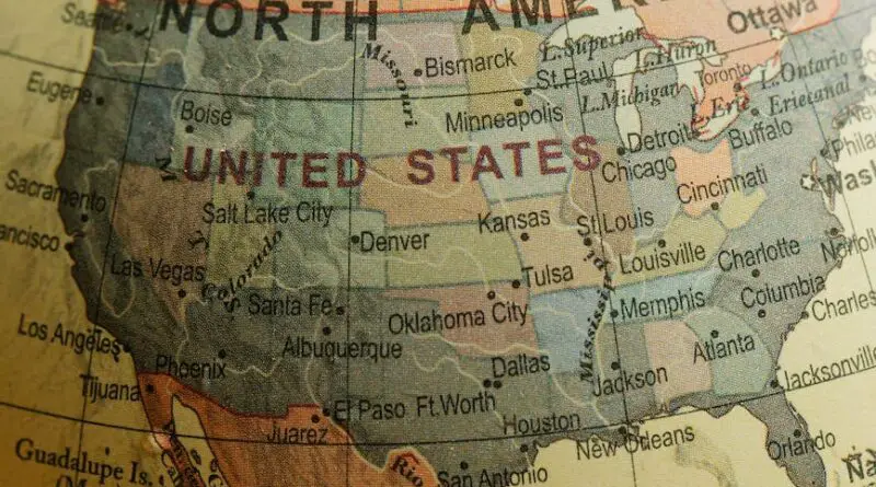 american countries in a world map