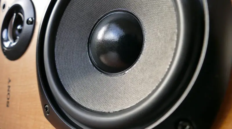 closed up photography of brown wooden framed sony speaker
