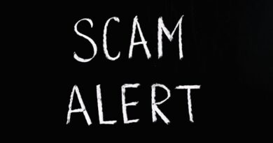 scam alert letting text on black background