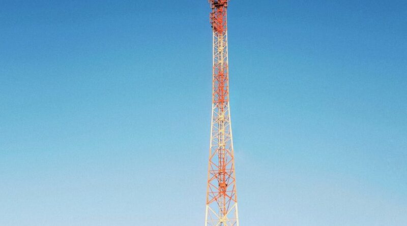 red and white transmission posts