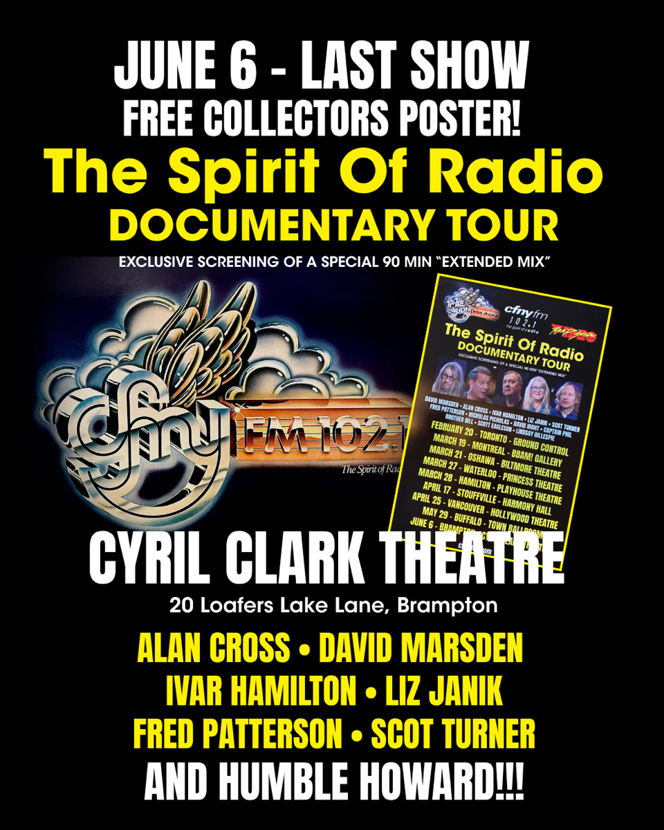 The next theatrical screening of CFNY: The Spirit of Radio is where it all started. We'll be in Brampton on Saturday.